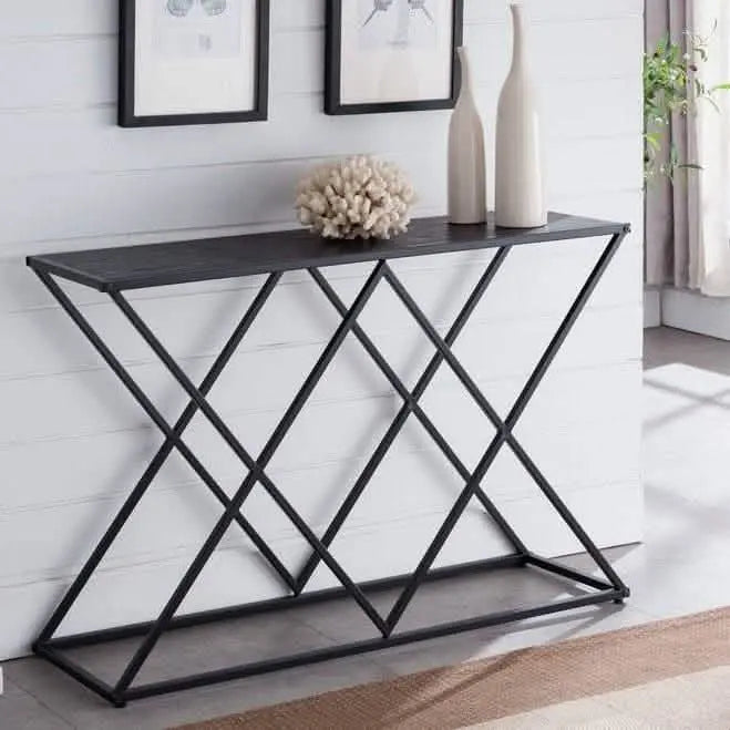 كونسول معدن بسطح خشب