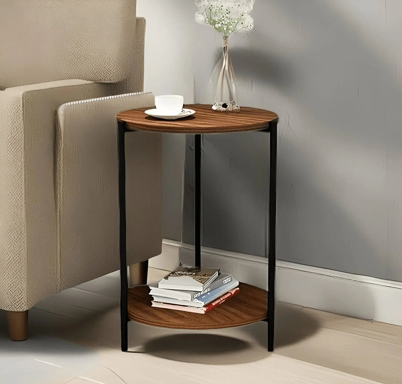 ترابيزة جانبية برف خشب