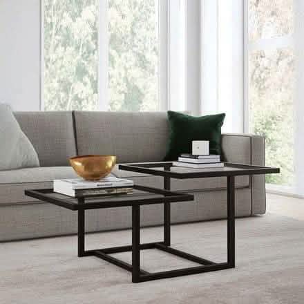 ترابيزة قهوة معدن بسطح زجاج