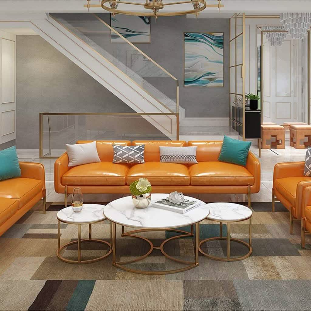 طقم ترابيزات قهوة معدن بسطح رخام