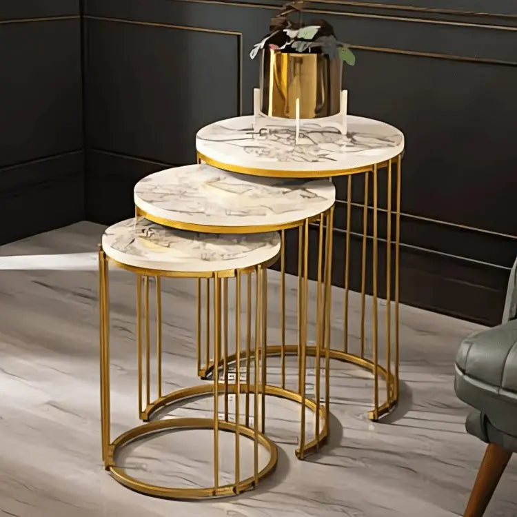 ترابيزة جانبية متداخلة معدن بسطح رخام