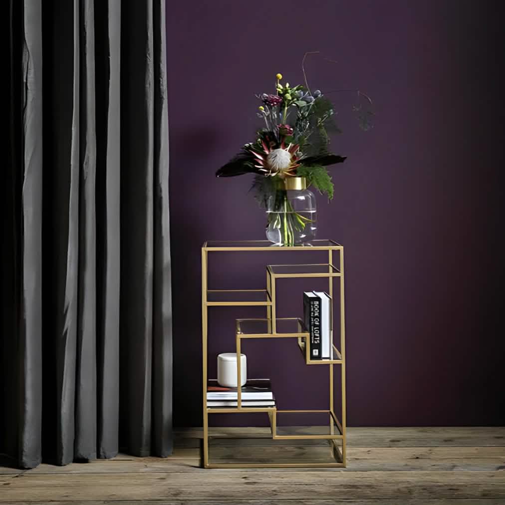 وحدة أرفف معدن و زجاج