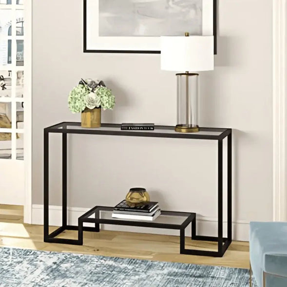 كونسول معدن بسطح زجاج