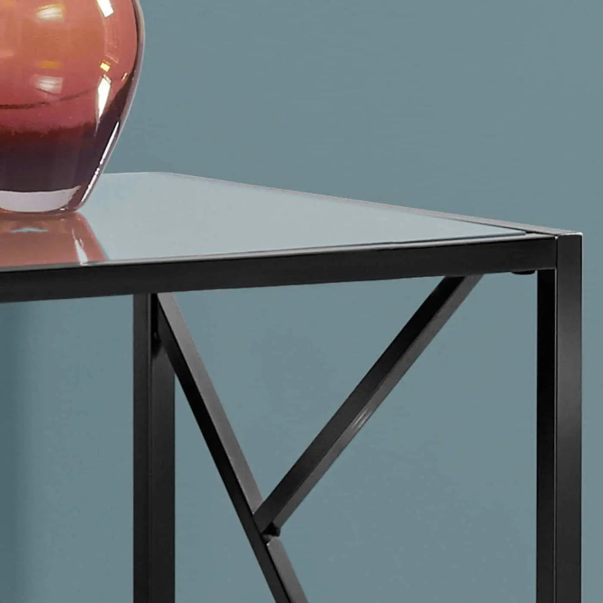 كونسول معدن بسطح زجاج