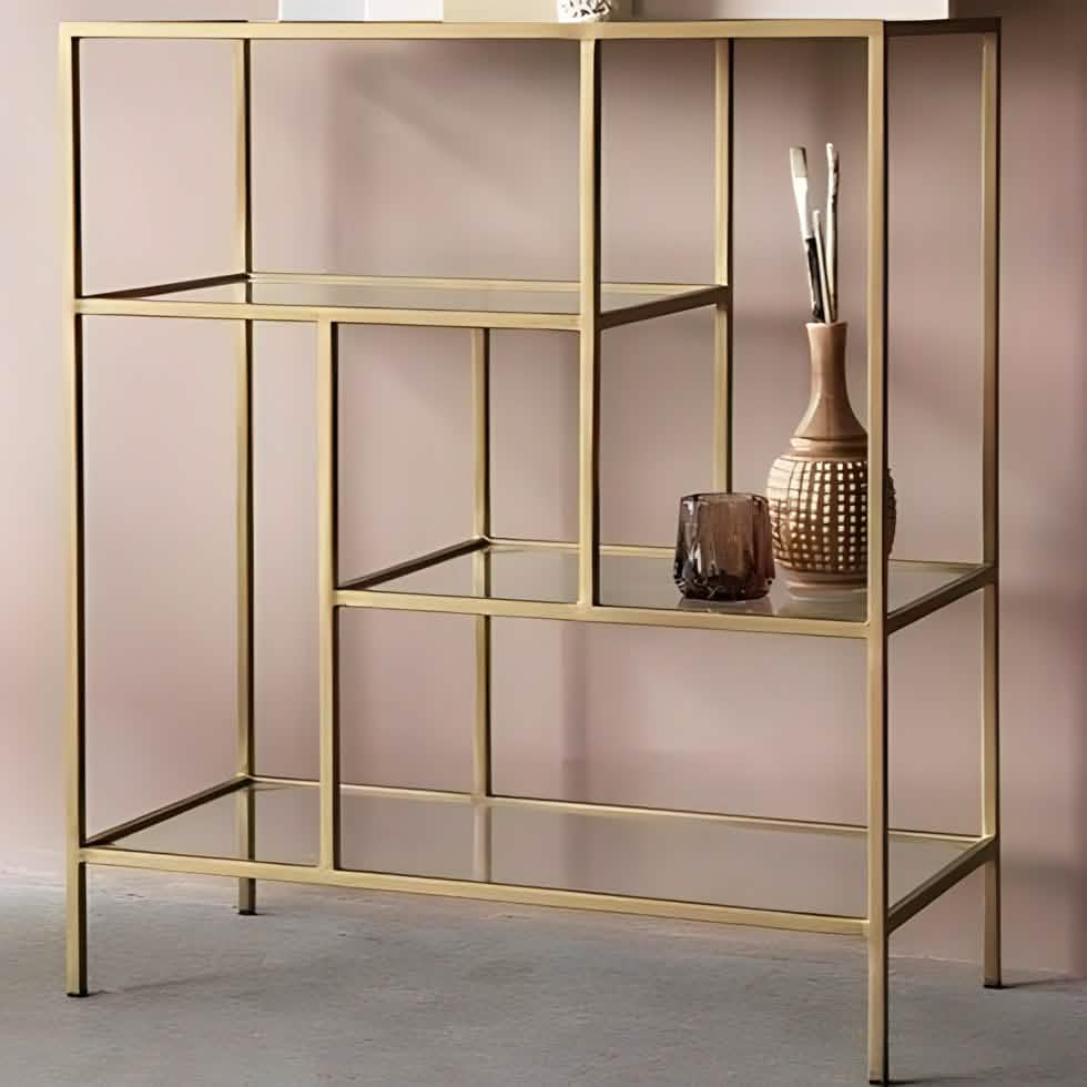 وحدة أرفف معدن و زجاج