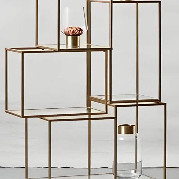 وحدة أرفف معدن و زجاج