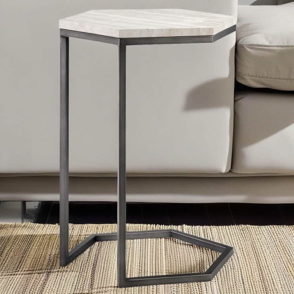 ترابيزة جانبية معدن بسطح رخام