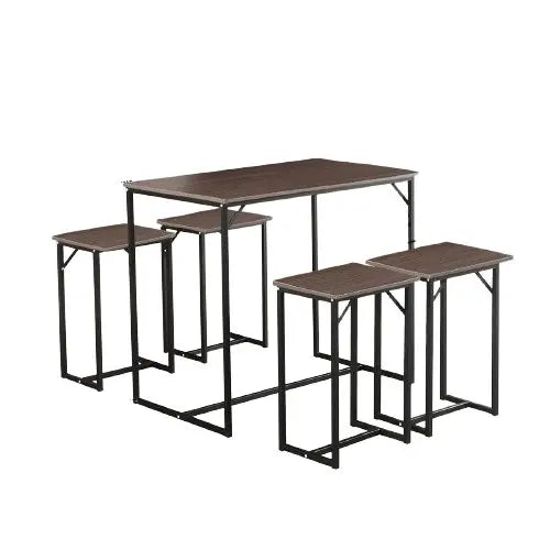 ترابيزة سفرة مع 4 كراسي معدن بسطح خشب