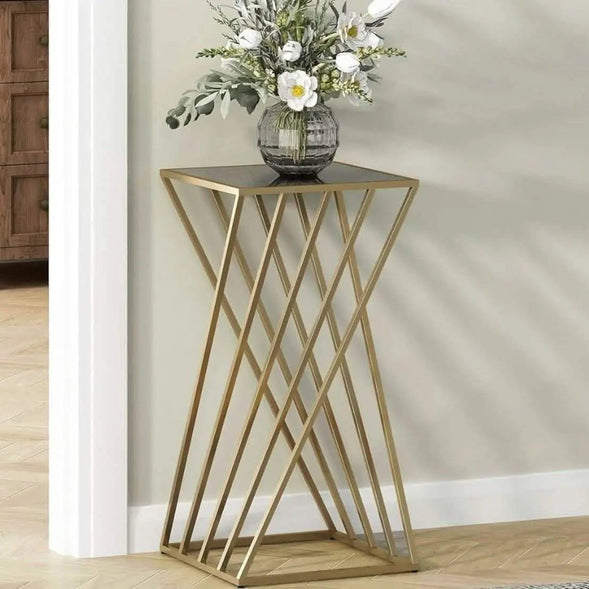 ترابيزة معدن بسطح زجاج