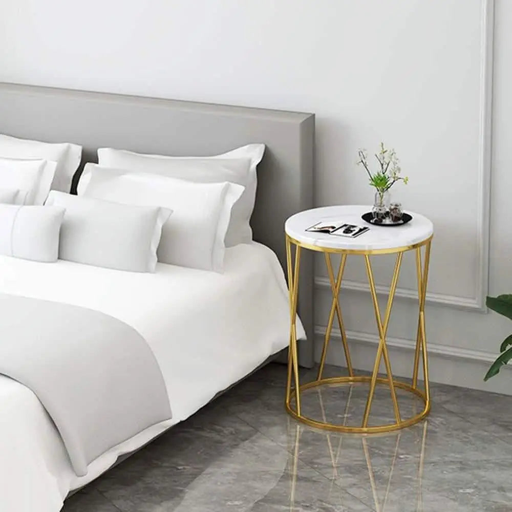 ترابيزة جانبية معدن بسطح رخام