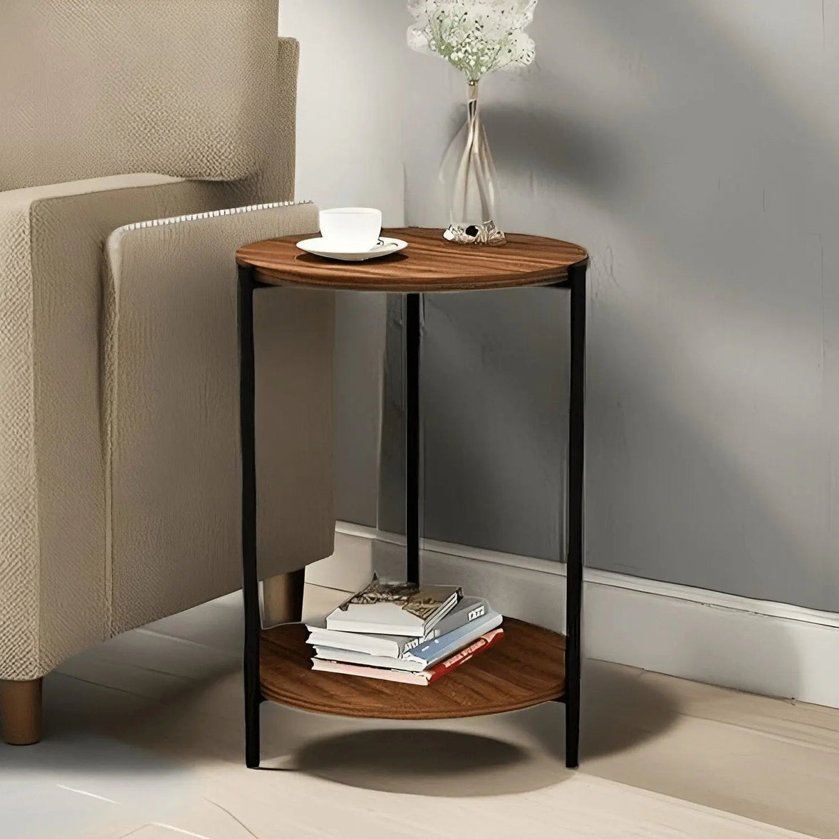 ترابيزة جانبية برف خشب