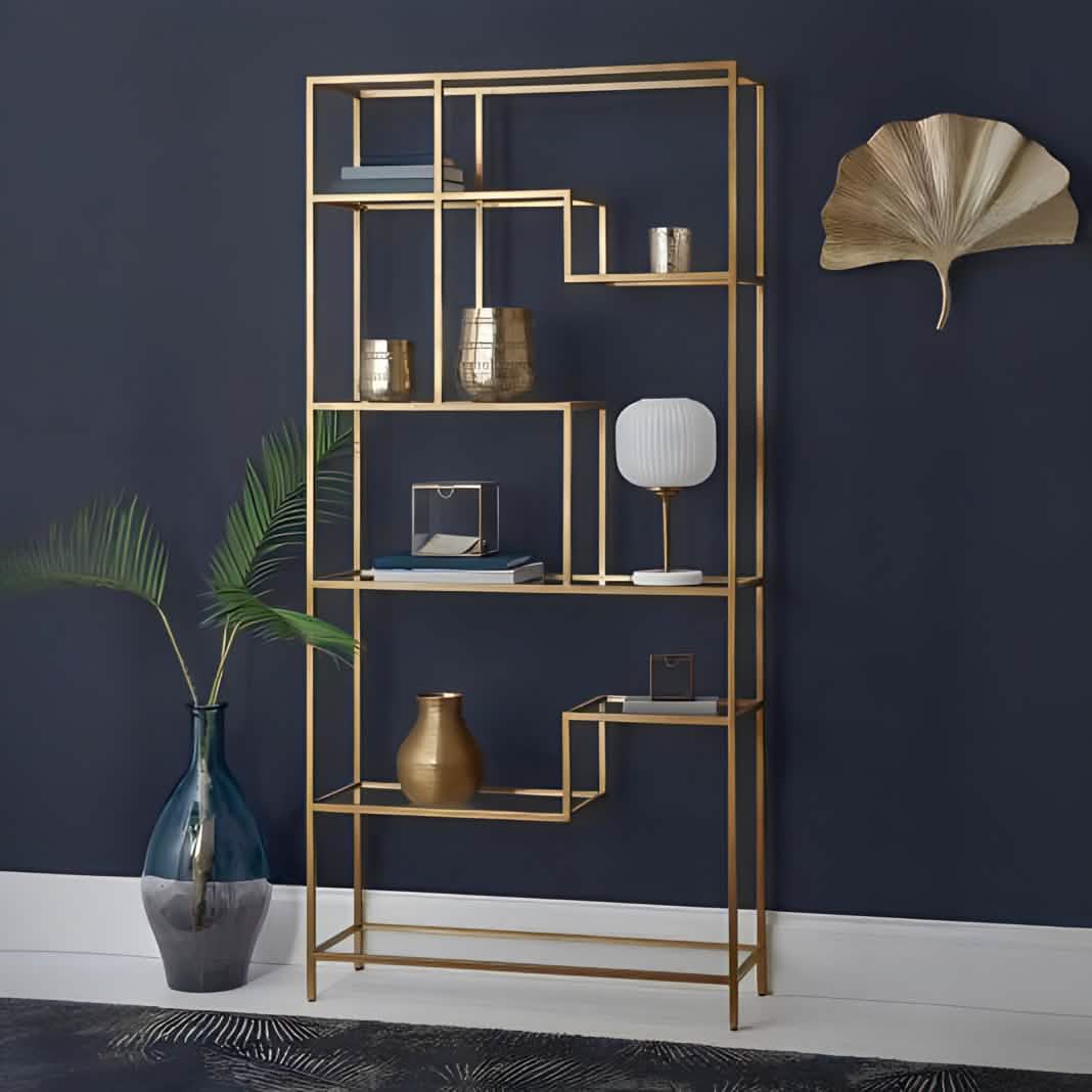 وحدة أرفف معدن و زجاج