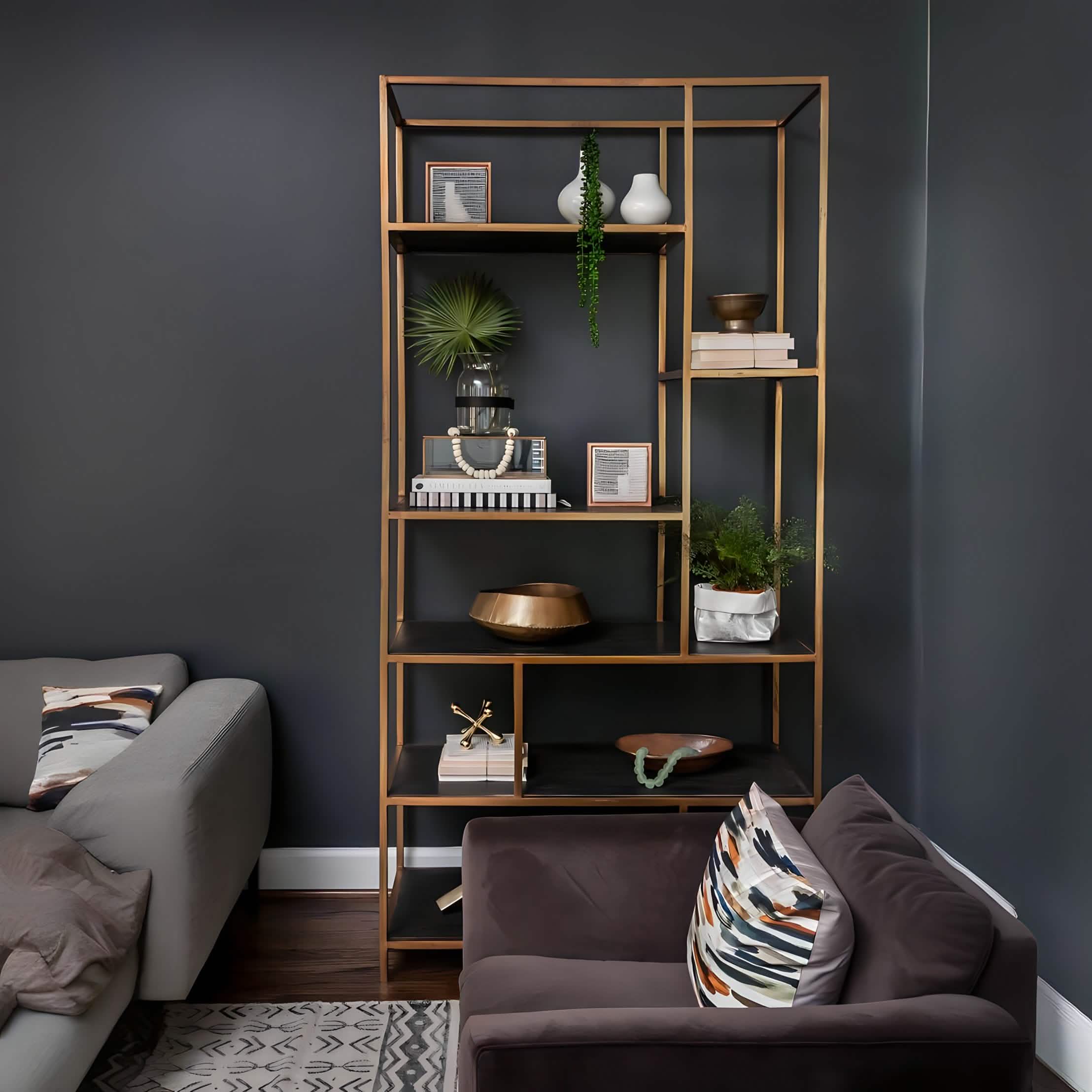 وحدة أرفف معدن و خشب