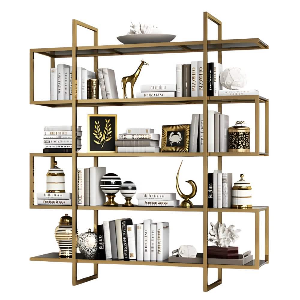 وحدة أرفف معدن و زجاج