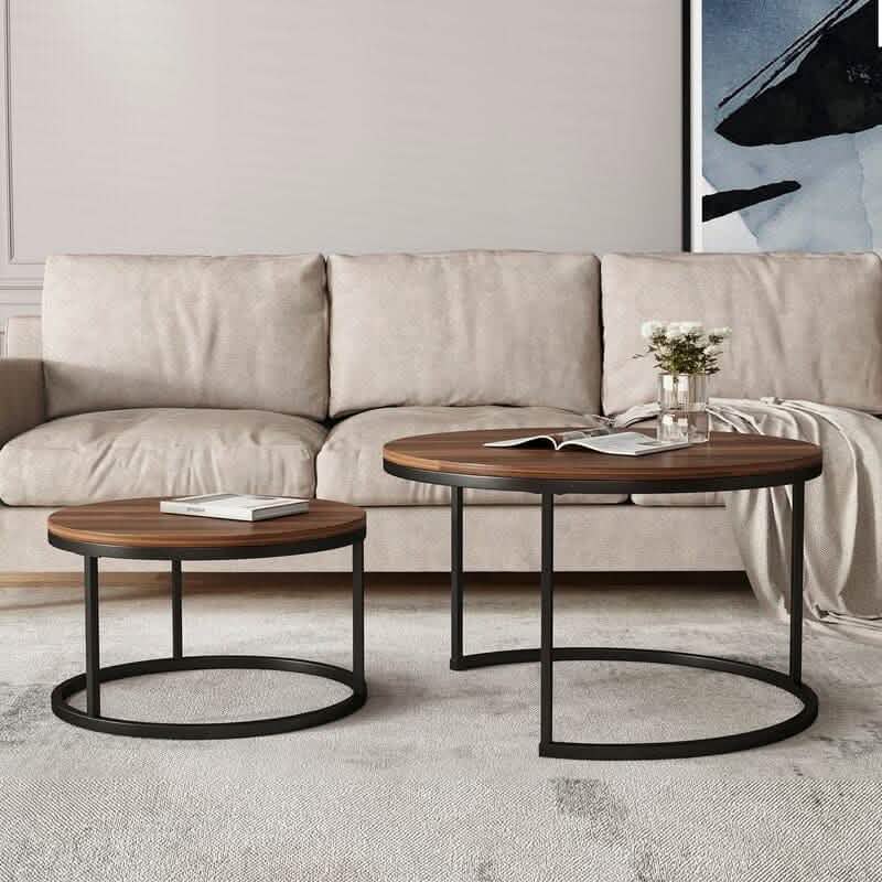 ترابيزة قهوة متداخلة دائرية معدن