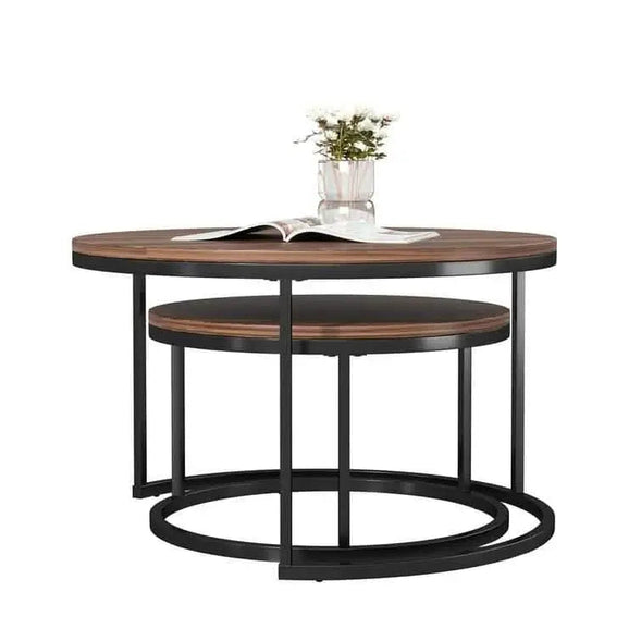 ترابيزة قهوة متداخلة دائرية معدن