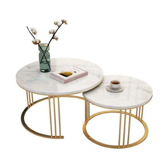 ترابيزة قهوة متداخلة معدن بسطح رخام