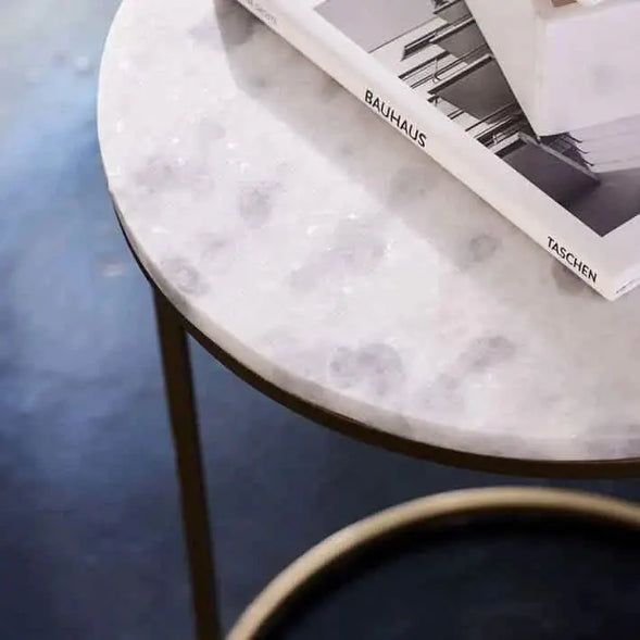 ترابيزة جانبية متداخلة معدن بسطح رخام