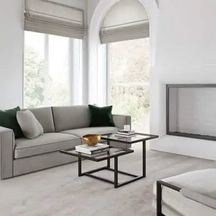 ترابيزة قهوة معدن بسطح زجاج