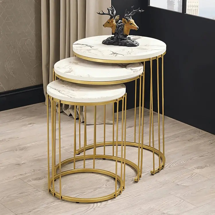 ترابيزة جانبية متداخلة معدن بسطح رخام