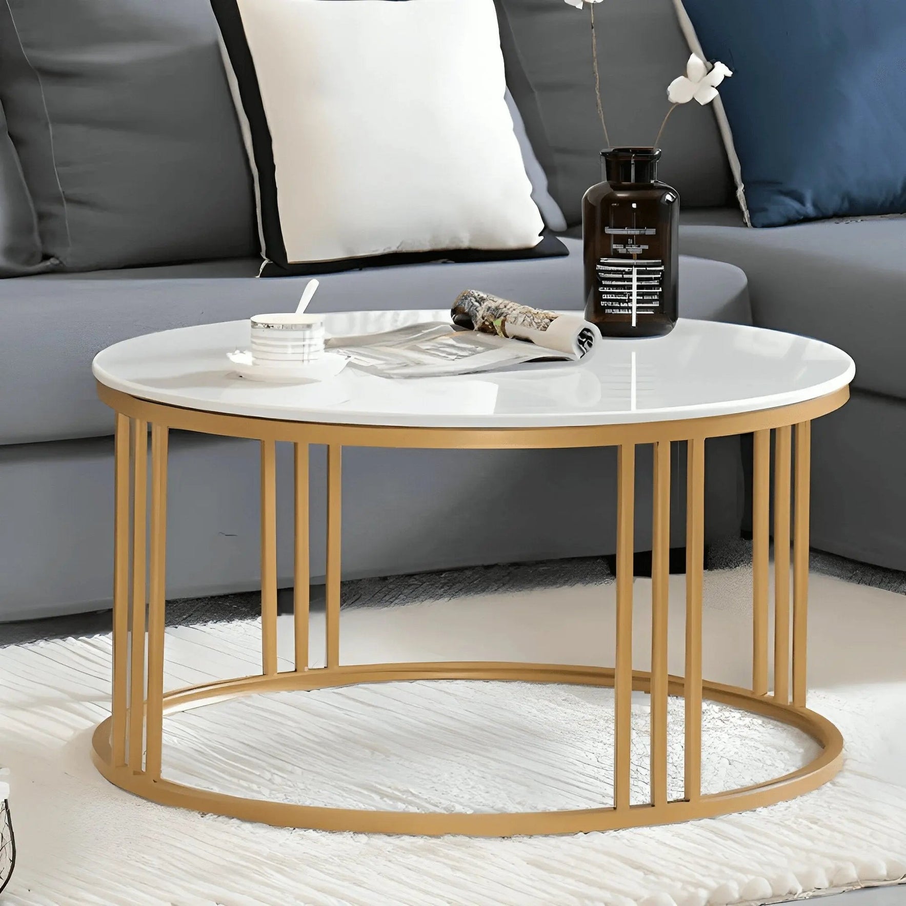 ترابيزة قهوة مع ترابيزة جانبية معدن