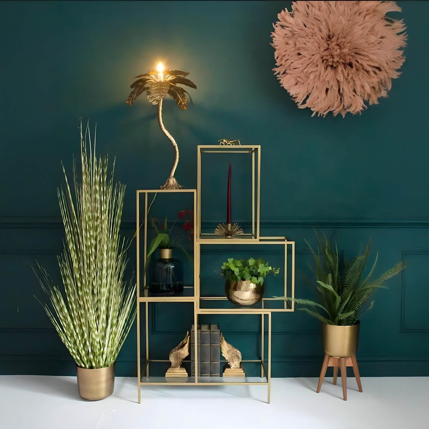 وحدة أرفف معدن و زجاج